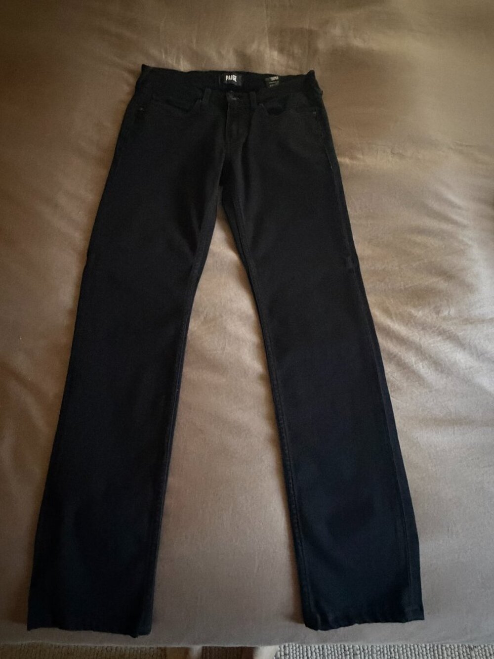 PAIGE Jeans Lennox Black Shadow TRANSCEND Luxury Fabric Slim Fit Denim Sz 29X31